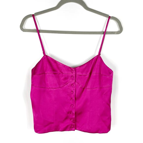 Camila Coelho Polly Top Very Berry Fuchsia Pink Cami Button Front Sz S - Picture 3 of 10